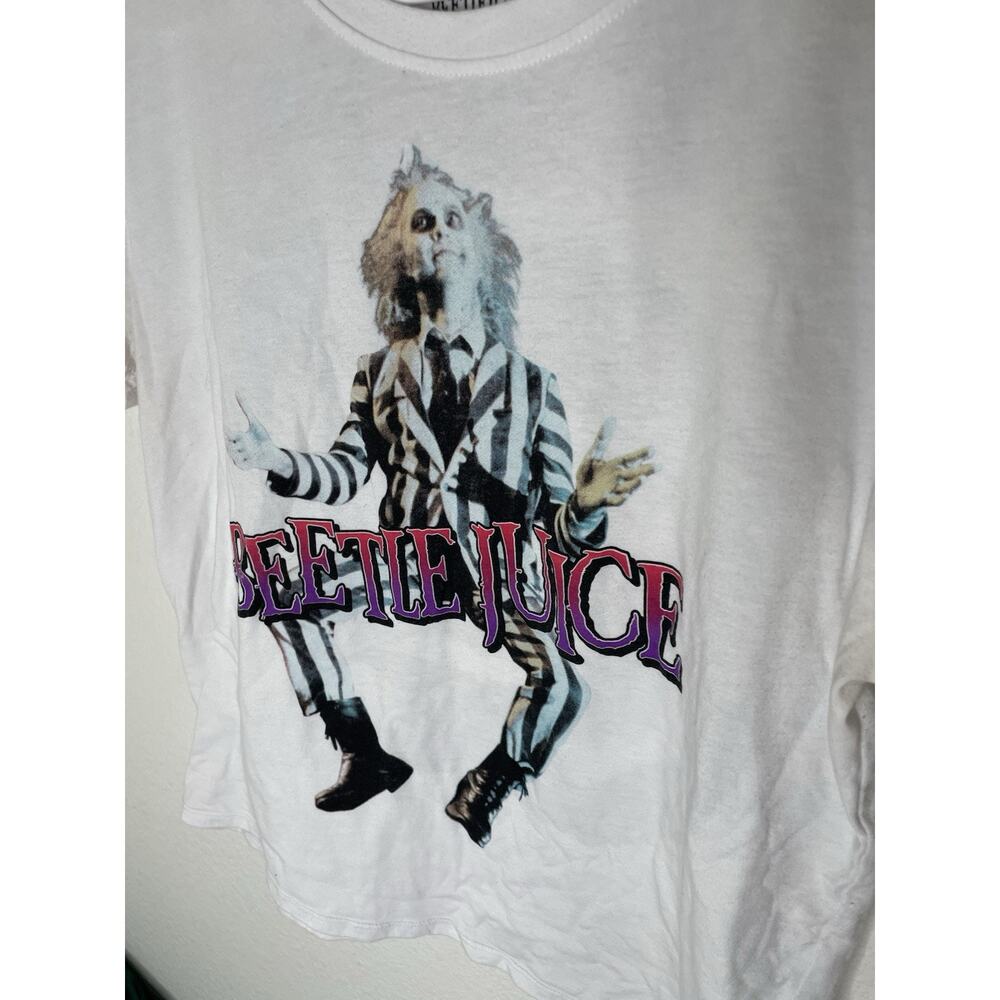 Beetlejuice T Shirt Women's LARGE, Tim Burton White 1980s Movie P1 - Picture 2 of 4